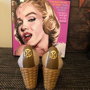 Tory wedges/ gorgeous!!  3 inches